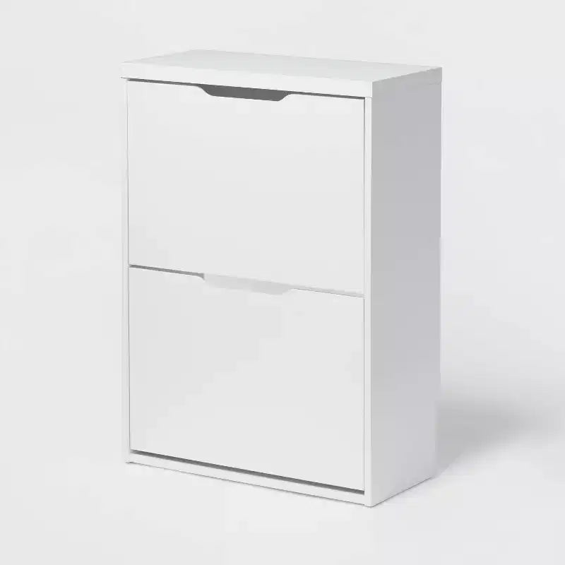 Laminate Pivot Open Shoe Cabinet White - Brightroom™: Shoe Organizer, Holds 12 Pairs, Wood Laminate, Freestanding