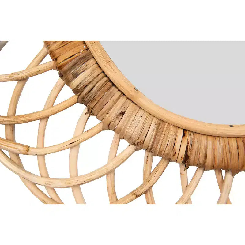 Miroir mural ovale en bambou tressé – Cadre artisanal marron naturel