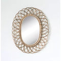 Miroir mural ovale en bambou tressé – Cadre artisanal marron naturel