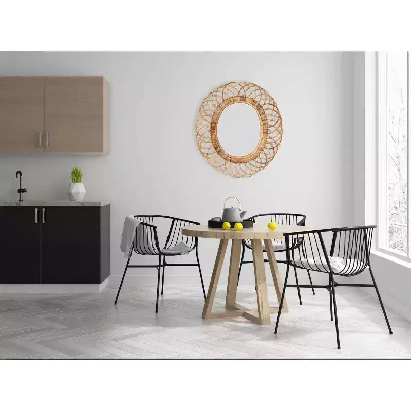 Miroir mural ovale en bambou tressé – Cadre artisanal marron naturel