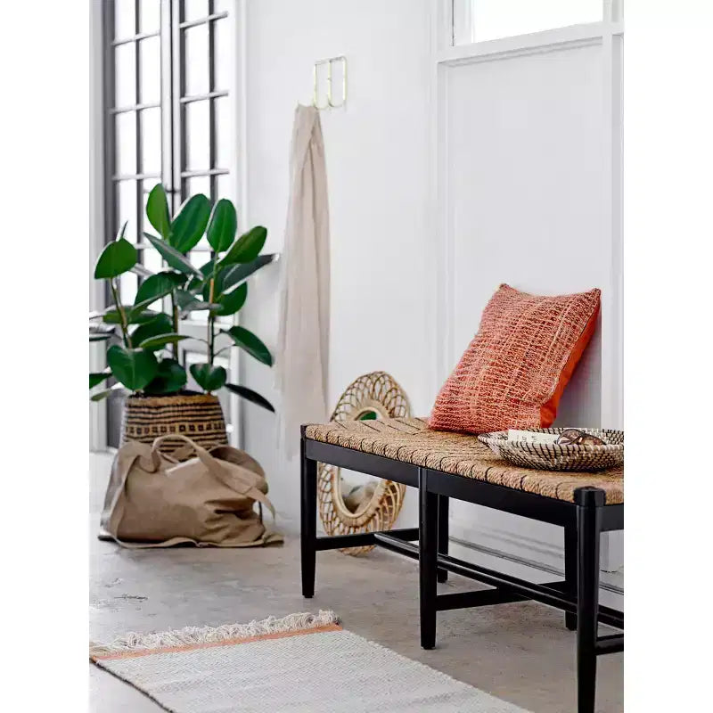 Miroir mural ovale en bambou tressé – Cadre artisanal marron naturel