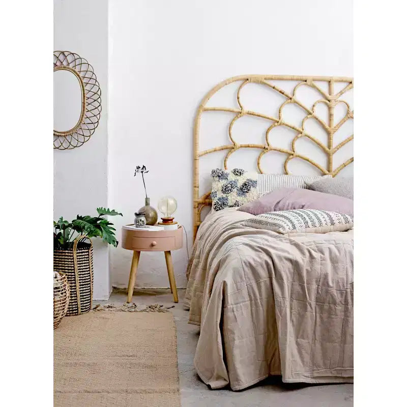 Miroir mural ovale en bambou tressé – Cadre artisanal marron naturel