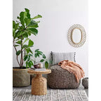 Miroir mural ovale en bambou tressé – Cadre artisanal marron naturel