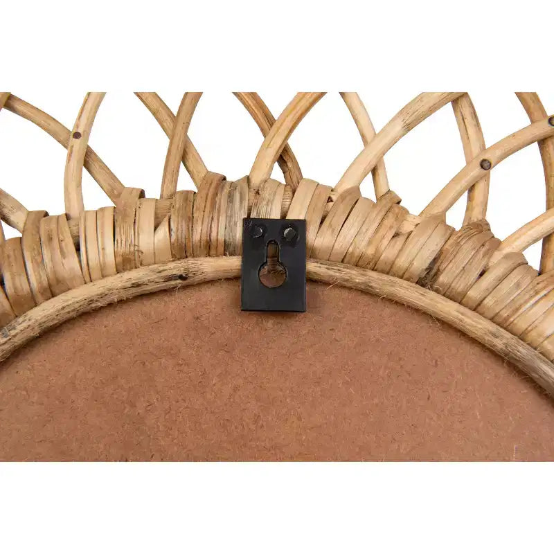 Miroir mural ovale en bambou tressé – Cadre artisanal marron naturel