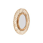 Miroir mural ovale en bambou tressé – Cadre artisanal marron naturel