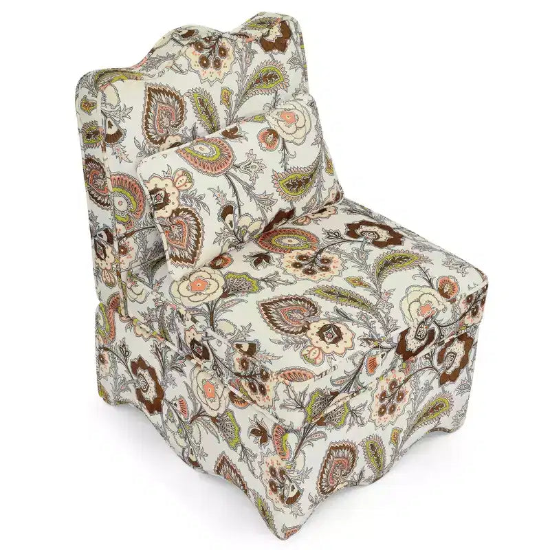 Chaise de salle à manger individuelle en flanelle avec coussin moelleux, dossier et coussin lombaire assorti – Sans accoudoirs