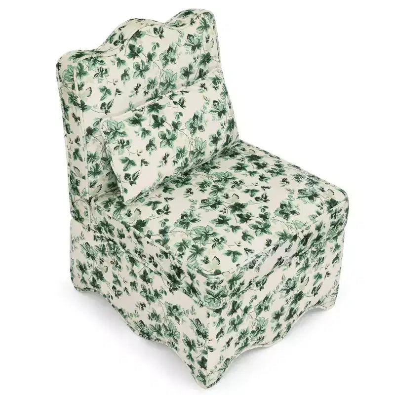 Chaise de salle à manger individuelle en flanelle avec coussin moelleux, dossier et coussin lombaire assorti – Sans accoudoirs
