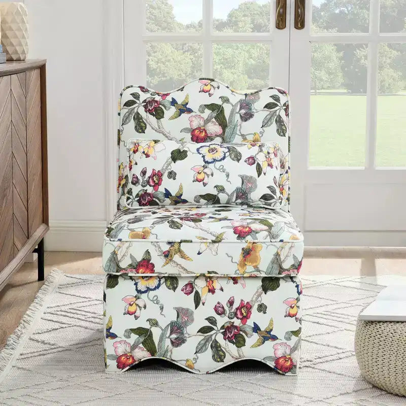 Chaise de salle à manger individuelle en flanelle avec coussin moelleux, dossier et coussin lombaire assorti – Sans accoudoirs