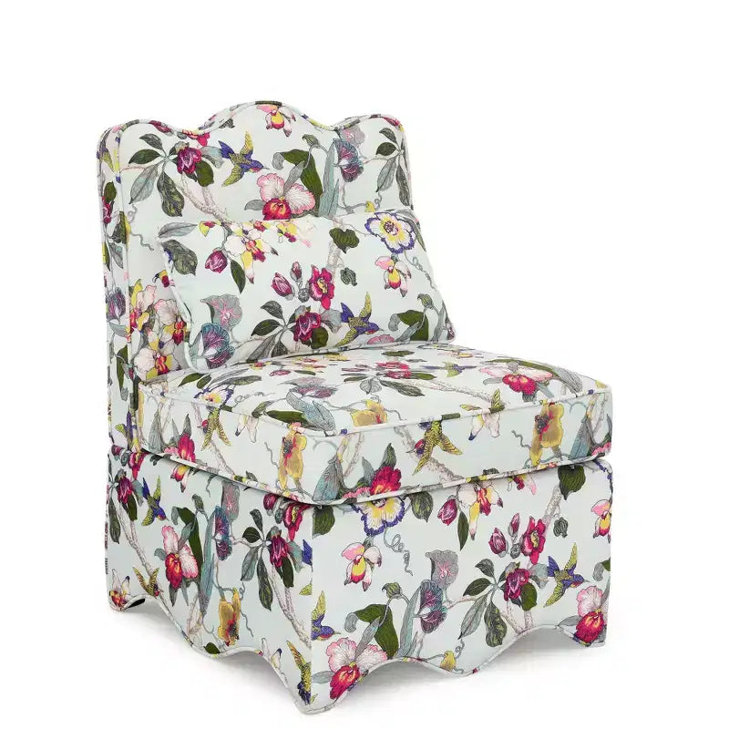 Chaise de salle à manger individuelle en flanelle avec coussin moelleux, dossier et coussin lombaire assorti – Sans accoudoirs