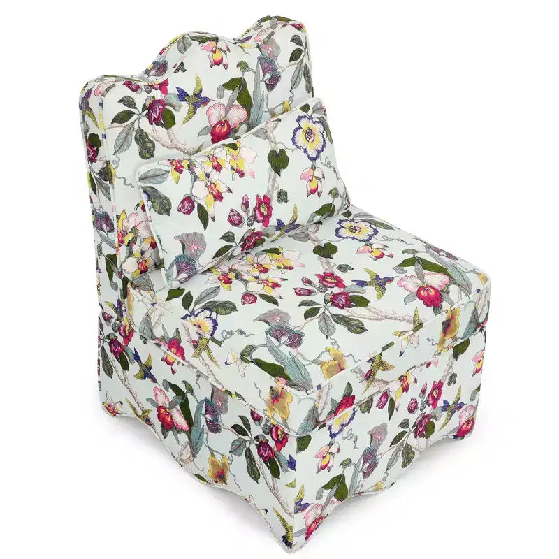 Chaise de salle à manger individuelle en flanelle avec coussin moelleux, dossier et coussin lombaire assorti – Sans accoudoirs