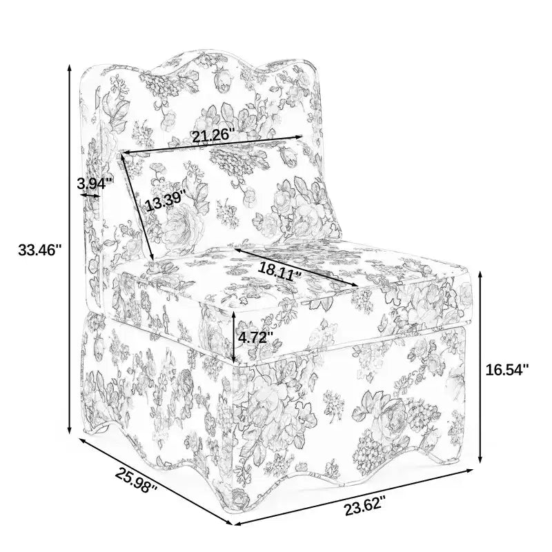 Chaise de salle à manger individuelle en flanelle avec coussin moelleux, dossier et coussin lombaire assorti – Sans accoudoirs