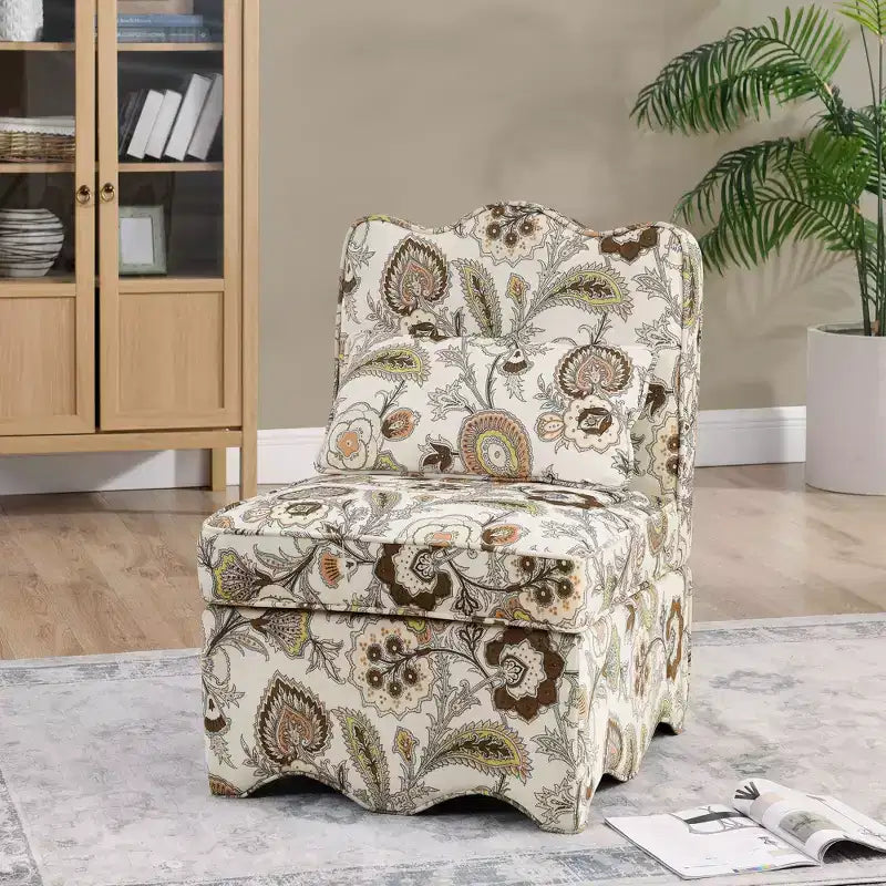 Chaise de salle à manger individuelle en flanelle avec coussin moelleux, dossier et coussin lombaire assorti – Sans accoudoirs