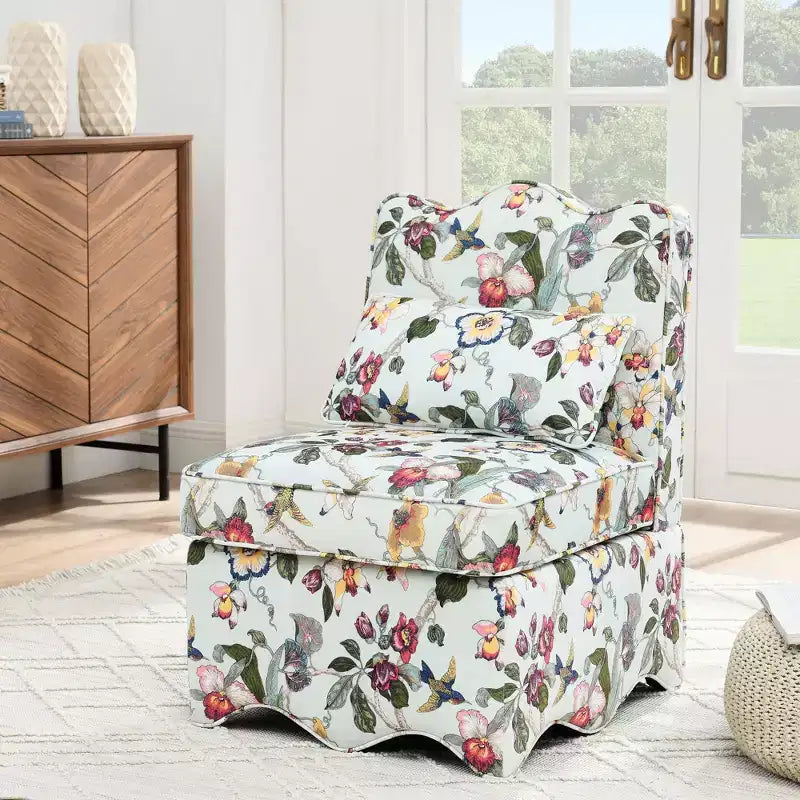 Chaise de salle à manger individuelle en flanelle avec coussin moelleux, dossier et coussin lombaire assorti – Sans accoudoirs