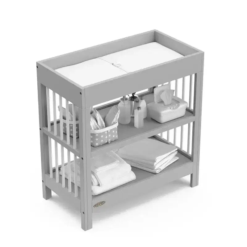 Table à langer avec matelas résistant à l'eau et 2 étagères ouvertes – Certifié GREENGUARD Gold, Blanc