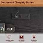 53,5'' Bureau de direction de ferme avec station de recharge, bureau d'ordinateur en bois avec tiroirs et classeur pour bureau à domicile