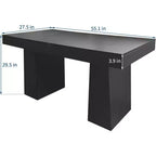 Bureau de direction moderne du milieu du siècle, 55 po, en bois avec double base trapézoïdale, poste de travail de bureau à domicile, mobilier professionnel, noir