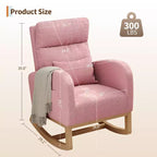 Fauteuil à bascule moderne pour chambre de bébé avec poches latérales et oreiller – Ergonomique, capacité de 136 kg