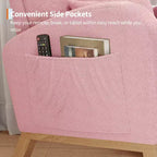 Fauteuil à bascule moderne pour chambre de bébé avec poches latérales et oreiller – Ergonomique, capacité de 136 kg