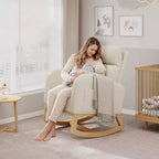 Fauteuil à bascule moderne pour chambre de bébé avec poches latérales et oreiller – Ergonomique, capacité de 136 kg