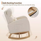 Fauteuil à bascule moderne pour chambre de bébé avec poches latérales et oreiller – Ergonomique, capacité de 136 kg