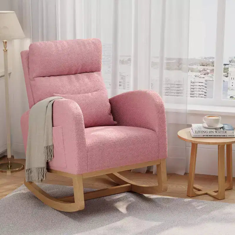 Fauteuil à bascule moderne pour chambre de bébé avec poches latérales et oreiller – Ergonomique, capacité de 136 kg