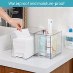 Lot de 4 tiroirs de rangement empilables en plastique transparent de 19,3 cm de haut, pour coiffeuse, salle de bain, cuisine, organisation de placard
