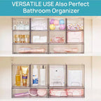 Lot de 4 tiroirs de rangement empilables en plastique transparent de 19,3 cm de haut, pour coiffeuse, salle de bain, cuisine, organisation de placard