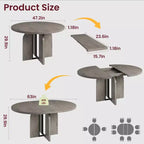 Table de salle à manger ronde extensible de 47 à 63 pouces pour 4 à 8 personnes, table de cuisine extensible en bois de style ferme avec pieds élargis, cadre en métal robuste, ovale, gain de place