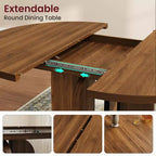 Table de salle à manger ronde extensible de 47 à 63 pouces pour 4 à 8 personnes, table de cuisine extensible en bois de style ferme avec pieds élargis, cadre en métal robuste, ovale, gain de place