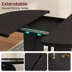 Table de salle à manger ronde extensible de 47 à 63 pouces pour 4 à 8 personnes, table de cuisine extensible en bois de style ferme avec pieds élargis, cadre en métal robuste, ovale, gain de place