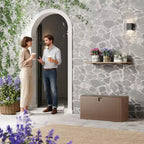 Coffre de rangement extérieur style rotin 276L (73 gallons), banc de rangement extérieur avec couvercle verrouillable, résine imperméable pour coussins de patio, équipement de jardin et de piscine