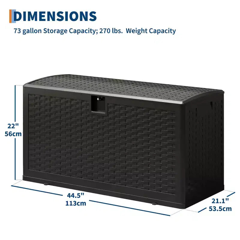 Coffre de rangement extérieur style rotin 276L (73 gallons), banc de rangement extérieur avec couvercle verrouillable, résine imperméable pour coussins de patio, équipement de jardin et de piscine