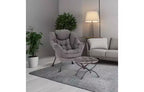 Fauteuil d'appoint avec ottoman, poche latérale et accoudoirs – Gris foncé