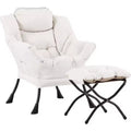 Summit Adventure Lazy Chair with Ottoman Modern Accent Leisure Upholstered Armchair with Armrests Side Pocket Dark Grey