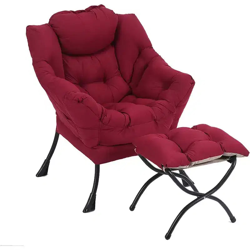 Fauteuil d'appoint avec ottoman, poche latérale et accoudoirs – Gris foncé