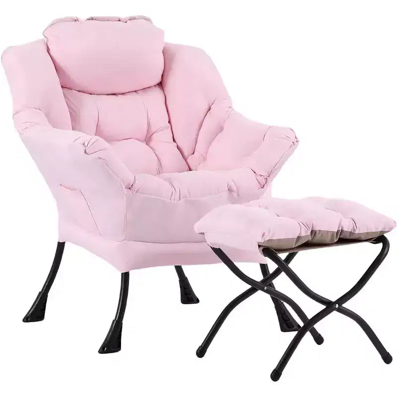 Fauteuil d'appoint avec ottoman, poche latérale et accoudoirs – Gris foncé
