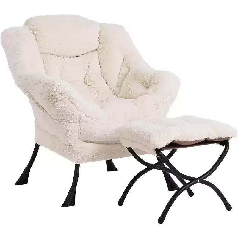 Fauteuil d'appoint avec ottoman, poche latérale et accoudoirs – Gris foncé