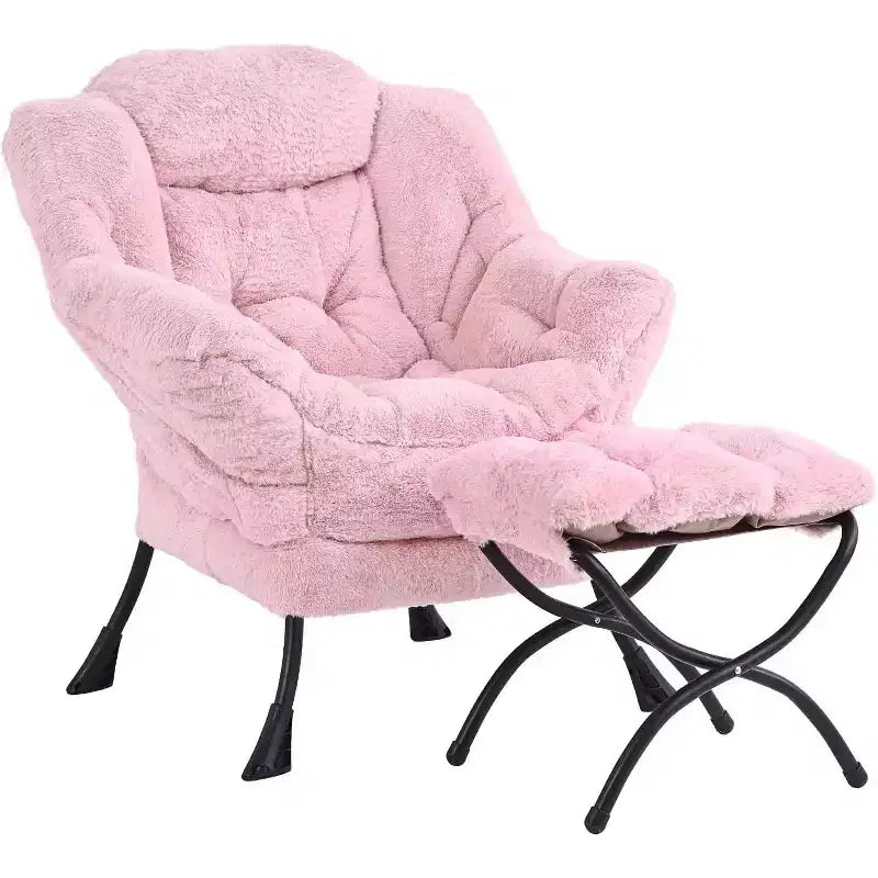 Fauteuil d'appoint avec ottoman, poche latérale et accoudoirs – Gris foncé