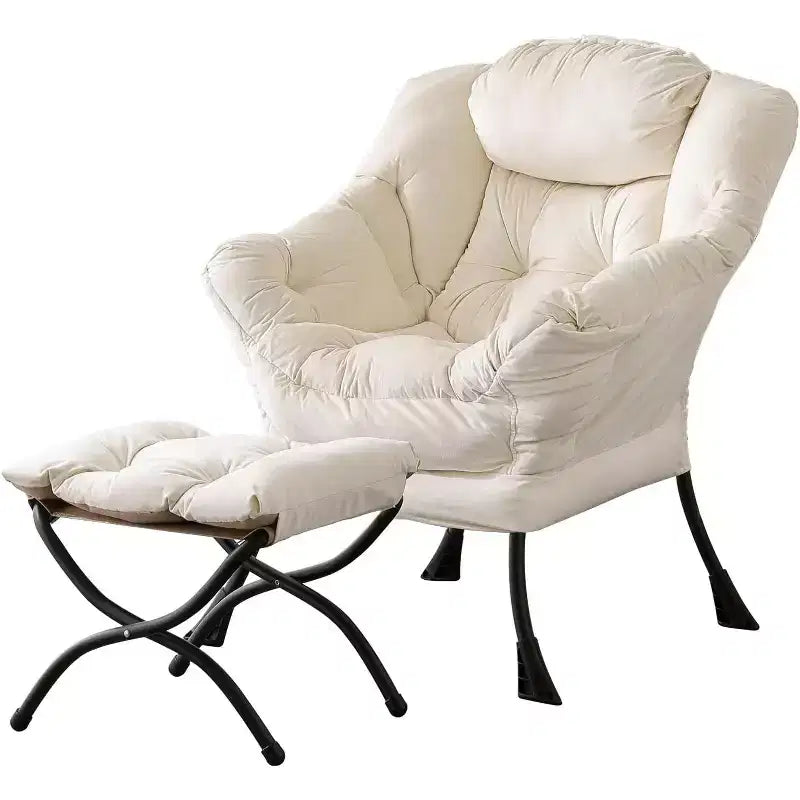 Fauteuil d'appoint avec ottoman, poche latérale et accoudoirs – Gris foncé