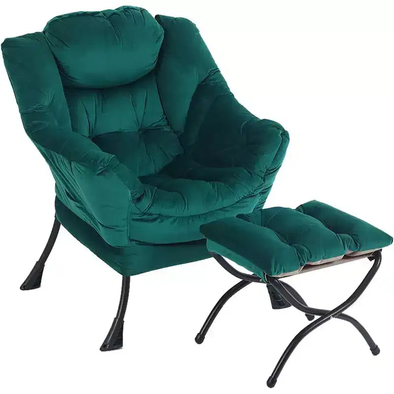 Fauteuil d'appoint avec ottoman, poche latérale et accoudoirs – Gris foncé