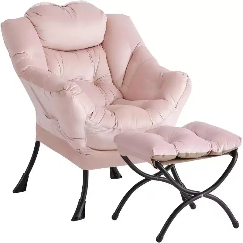 Fauteuil d'appoint avec ottoman, poche latérale et accoudoirs – Gris foncé