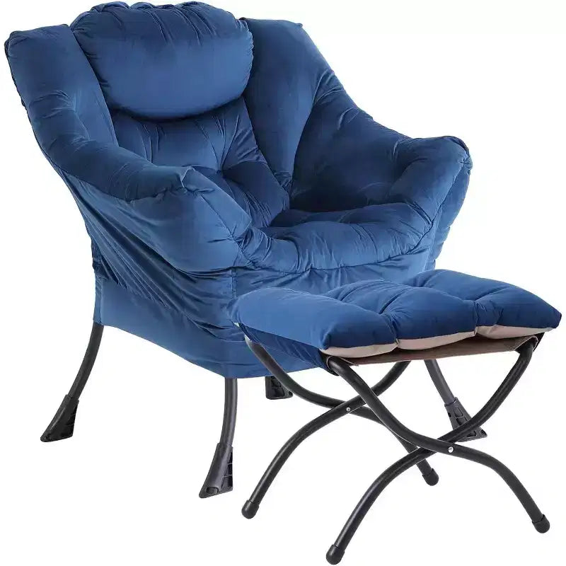 Fauteuil d'appoint avec ottoman, poche latérale et accoudoirs – Gris foncé