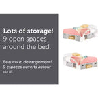 Lit de rangement double avec étagères et bacs en tissu sous le lit – Blanc, pas besoin de sommier