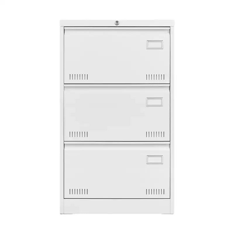 Classeur latéral 3 tiroirs avec serrure – Métal, tiroirs larges, rangement pour bureau à domicile