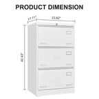 Classeur latéral 3 tiroirs avec serrure – Métal, tiroirs larges, rangement pour bureau à domicile