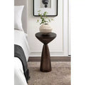 Table d'appoint ronde en métal – Table d'appoint sculpturale en bronze, 31,75 x 57,15 cm