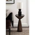 Table d'appoint ronde en métal – Table d'appoint sculpturale en bronze, 31,75 x 57,15 cm