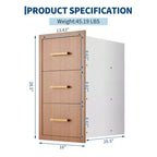 Tiroirs de cuisine extérieure 16 L x 28,5 H x 20,5 P, tiroirs de barbecue à triple accès encastrables avec poignée pour cuisines, îlots de barbecue, stations de grillades de patio