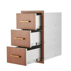 Tiroirs de cuisine extérieure 16 L x 28,5 H x 20,5 P, tiroirs de barbecue à triple accès encastrables avec poignée pour cuisines, îlots de barbecue, stations de grillades de patio