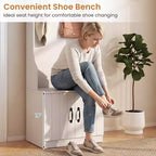 Portemanteau 3-en-1/6-en-1 avec banc de rangement, étagères réglables, crochets de suspension, compartiments à chaussures, blanc